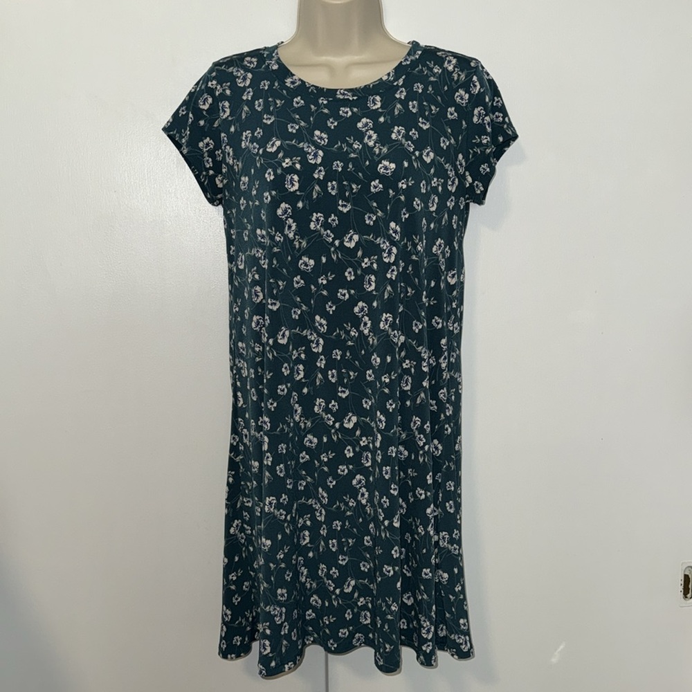 Kaileigh Suzanna Teal Green Floral Short Sleeve Dress Women’s Small S